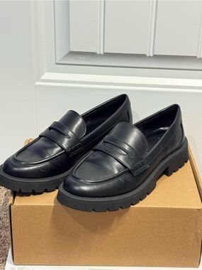 a new day Black Lug Sole Penny Loafers